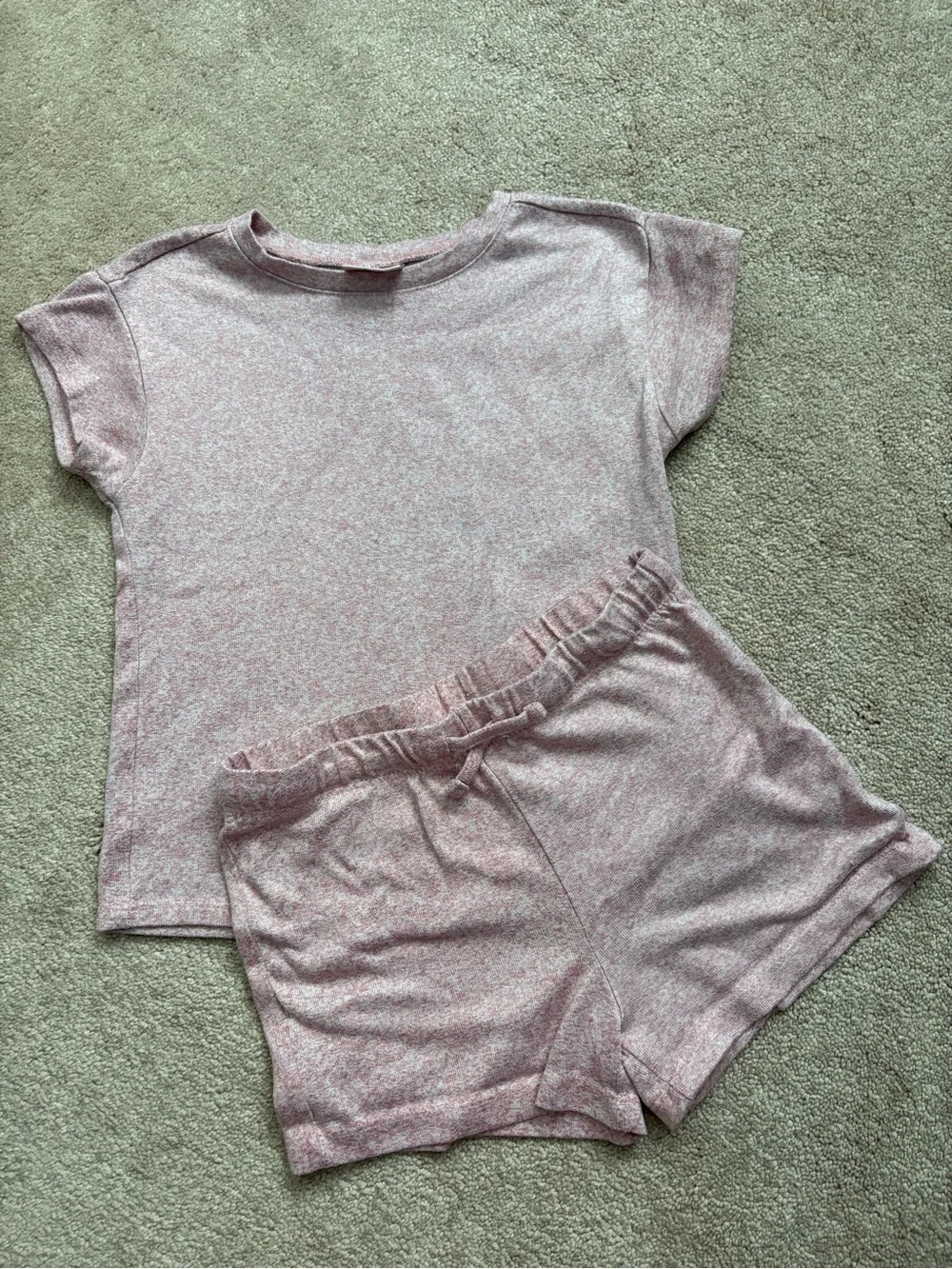 32 Degrees Girls Heathered Mauve Short Sleeve Pajama Set